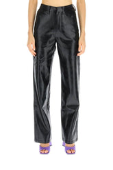 'ROTIE' MONOGRAM FAUX LEATHER PANTS